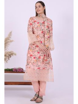 Aurelia - Women Orange Printed Straight Kurta with Pant and Dupatta (Set of 3)