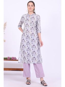 Aurelia - Women Purple Printed Pure Cotton Straight Kurta with Pant (Set of 2)