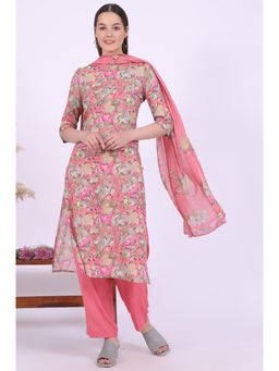 Aurelia - Women Pink Printed Straight Kurta with Pant and Dupatta (Set of 3)