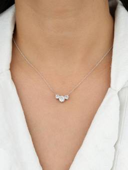 CARATIRO - White 925 Sterling Silver Round Diamond Moissanite Pendant Necklace