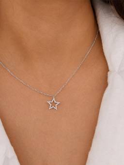 CARATIRO - White Sterling Silver Star Pendant Chain Necklace For Women