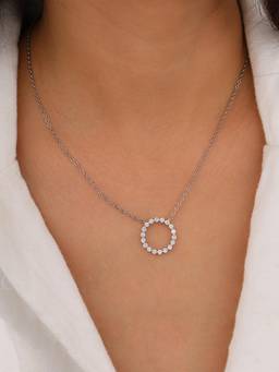 CARATIRO - White Moissanite Diamond Open Circle Diamond Pendant Necklace
