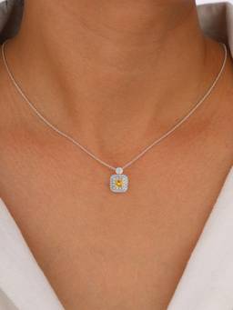 CARATIRO - Orange Diamond Pendant Necklace For Women