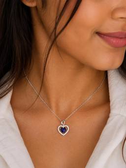 CARATIRO - 925 Sterling Silver Royal Blue Necklace For Women