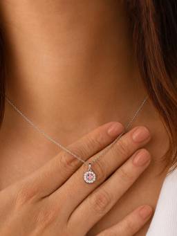 CARATIRO - 925 Silver Pink Pendant With Chain For Women