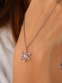 CARATIRO - White Sterling Silver Snowflake Moissanite Diamond Necklace