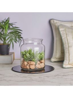 HomeTown - Fleur Glass Terranium 19 Cm in Green Colour