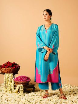 Tangerine by ASFA - Blue Kurta With Palazzo (Set of 2)