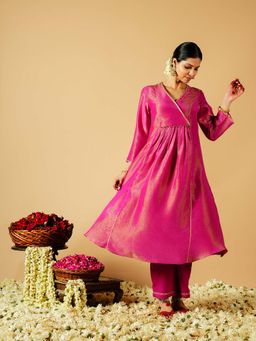 Tangerine by ASFA - Pink Anarkali Kurta With Palazzo (Set of 2)