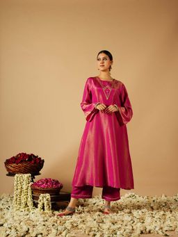 Tangerine by ASFA - Pink Kurta With Palazzo (Set of 2)