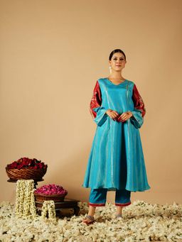 Tangerine by ASFA - Turquoise Kurta With Pant (Set of 2)