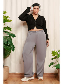 FREAKINS - Glute Grey Curve Korean Pants