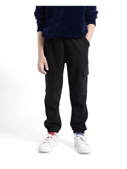 RARE ONES - Kids Baro Black Cotton Poly Solid Joggers