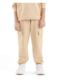 RARE ONES - Kids Firot Dusky Beige Cotton Solid Joggers