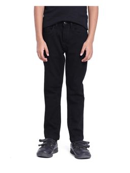 RARE ONES - Kids Kino Black Cotton Poly Solid Slim Fit Denim Jeans