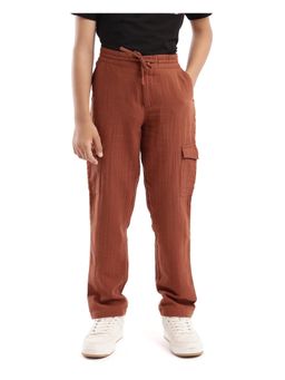 RARE ONES - Kids Presti Brown Cotton Fabric Drawstring Closure Regular Fit Solid Cargo