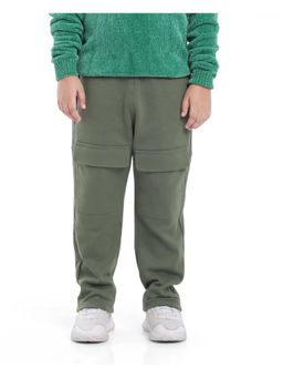 RARE ONES - Kids Tami Green Cotton Poly Regular Fit Multi Pocket Solid Track Pant