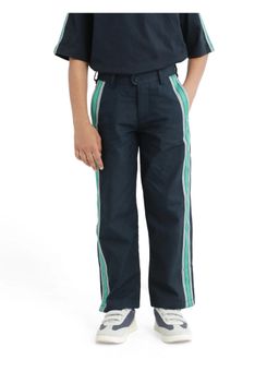 RARE ONES - Kids Taper-B Navy Tape Detailed Regular Fit Cotton Trouser