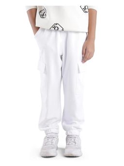 RARE ONES - Kids Taro White Cotton Poly Solid Joggers