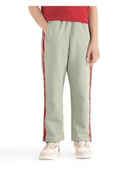 RARE ONES - Kids Zeto Dusky Green Cotton Poly Applique Trackpant