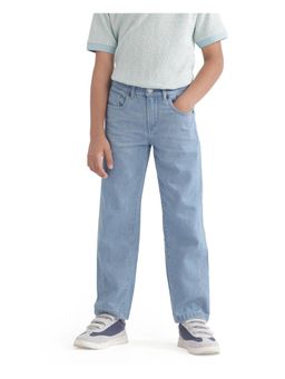 RARE ONES - Kids Ziri Blue Cotton Plain Regular Fit Jeans