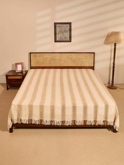 Fabindia - Beige Cotton Khimsar Bed Cover (Single)