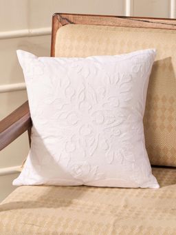 Fabindia - White Cotton Embroidered Asta Cushion Cover
