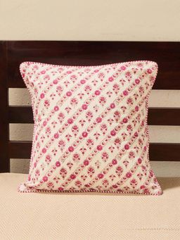 Fabindia - Pink Cotton Printed Cushion Cover