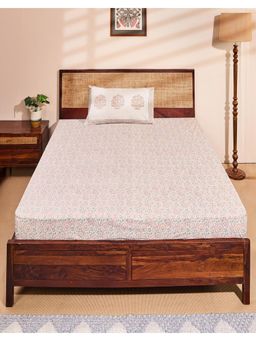 Fabindia - Pink Cotton Printed Bedsheet with Pillow Cover (Single)