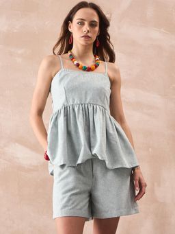 InWeave - Pistachio Linen Strappy Top with Shorts Set