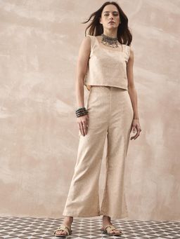 InWeave - Pale Beige Linen Square Top with Pant
