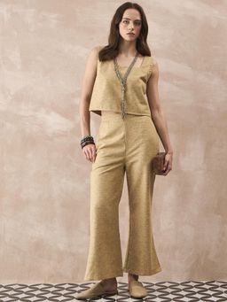 InWeave - Dull Khaki Linen Square Top with Pant