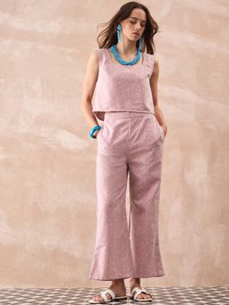 InWeave - Dull Pink Linen Square Top with Pant