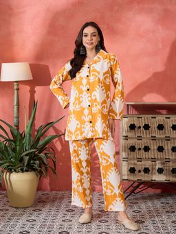 InWeave - Tangy Orange Ikkat Print Co-Ord Set
