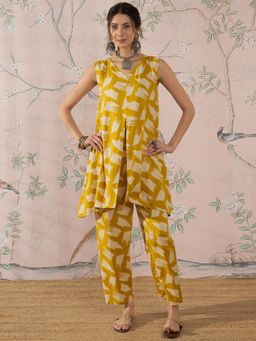 InWeave - Honey Yellow Slit Kurta with Pant