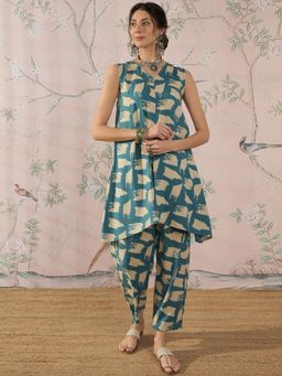InWeave - Marin Teal Slit Kurta with Pant