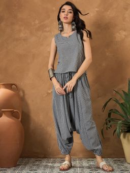 InWeave - Black Small Checks Top with Harem Pant