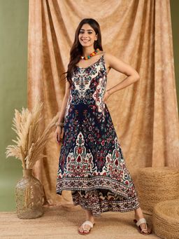 InWeave - Cream Abstract Strappy Kurta with Palazzo