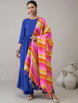 InWeave - Ink Blue D10 Long Anarkali Kurta with Pant & Dupatta