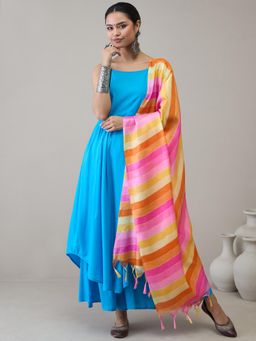 InWeave - Cyan Blue Strappy D10 Kurta with Palazzo & Dupatta