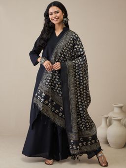 InWeave - Black Mandarin D13 Kurta with Palazzo & Dupatta