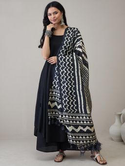 InWeave - Black Strappy D14 Kurta with Palazzo & Dupatta
