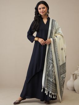 InWeave - Black Mandarin D2 Kurta with Palazzo & Dupatta