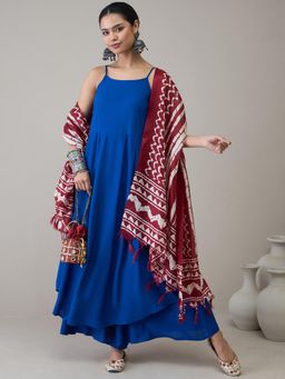 InWeave - Ink Blue Strappy D20 Kurta with Palazzo & Dupatta