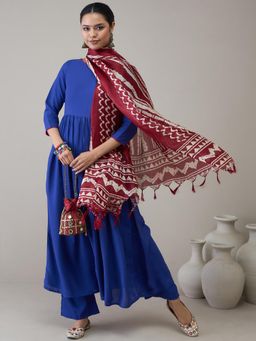 InWeave - Ink Blue D20 Long Anarkali Kurta with Pant & Dupatta