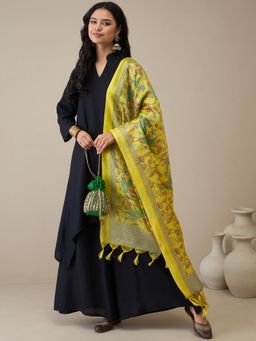 InWeave - Black Mandarin D24 Kurta with Palazzo & Dupatta