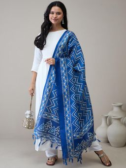 InWeave - White D26 Long Anarkali Kurta with Pant & Dupatta
