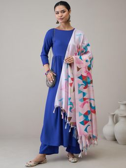 InWeave - Ink Blue D3 Long Anarkali Kurta with Pant & Dupatta