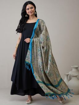 InWeave - Black Strappy D11 Kurta with Palazzo & Dupatta
