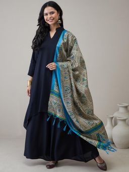 InWeave - Black Mandarin D11 Kurta with Palazzo & Dupatta